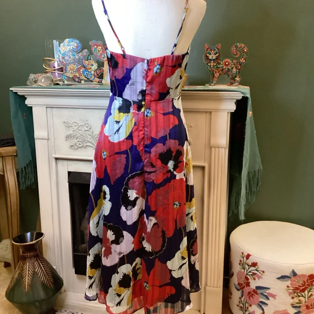 Lulus All About Love Royal Blue Floral Print Midi Dress Size Medium - Picture 2 of 3